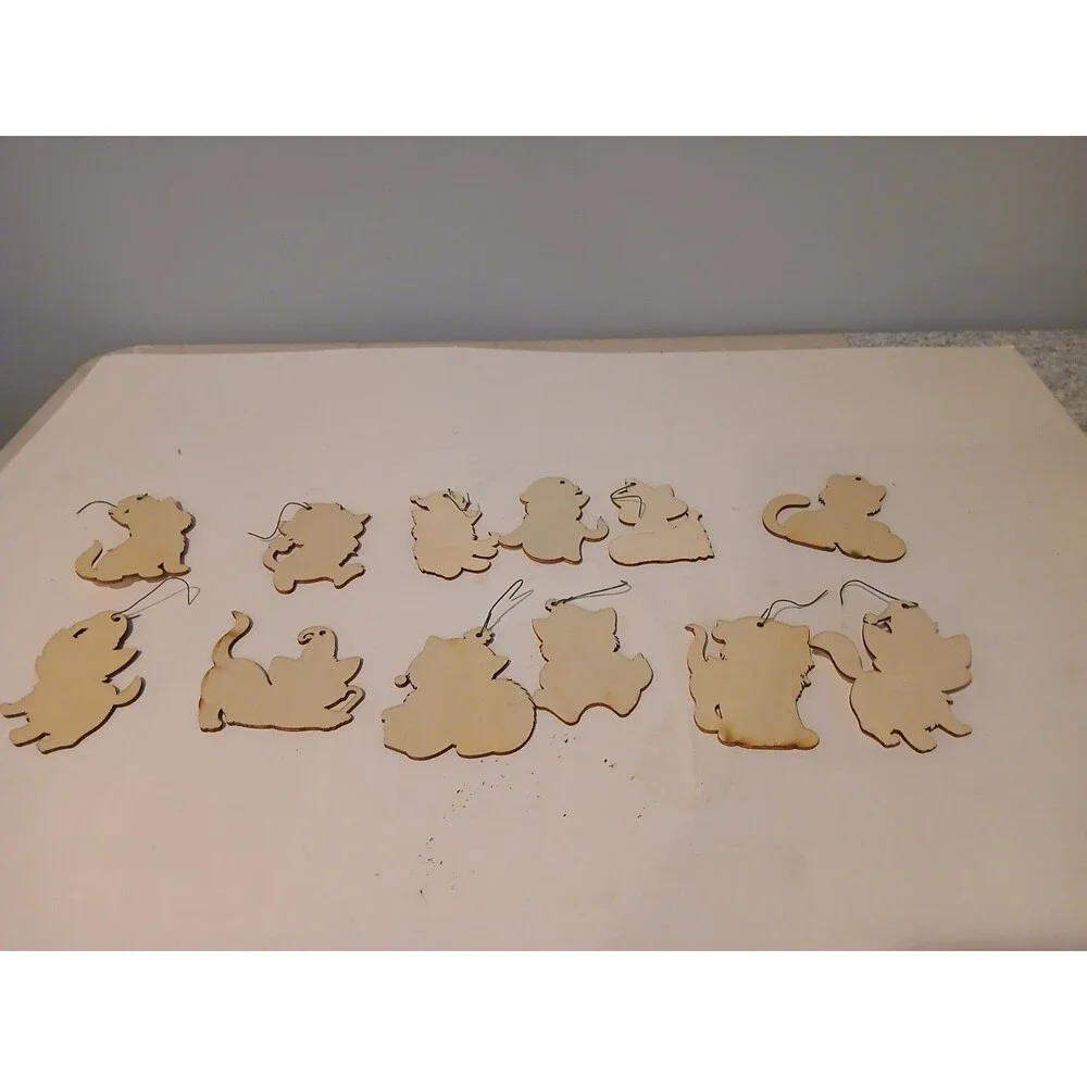 32 Christmas Cat  Kitten Ornaments Chunful Ornaments  Wooden Hanging Tree